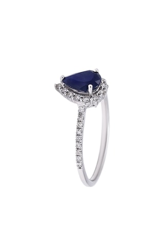 Bague Lady - Or blanc, saphir et diamants