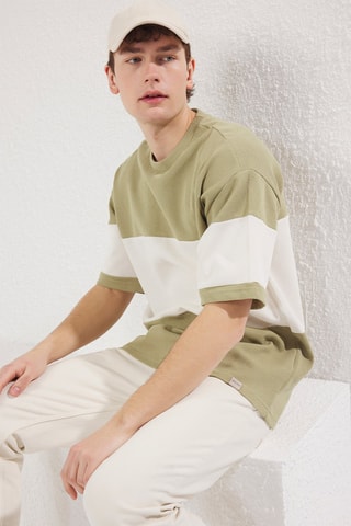 T-shirt oversize - Blanc et vert