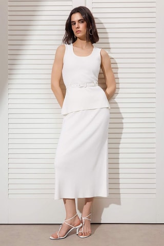Top et jupe droite - Blanc