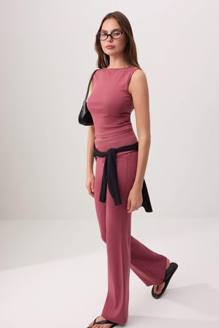 Top et pantalon taille haute - Rose