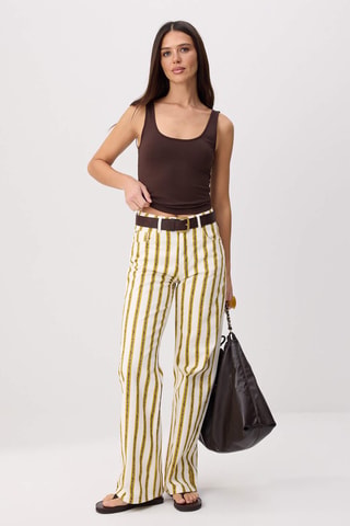 Jean wide legs taille haute - Bleu, jaune et rouge