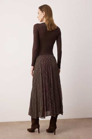 Jupe midi - Vert et marron