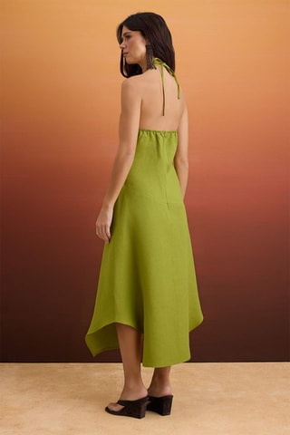 Robe midi en lin - Vert