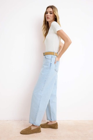 Jean barrel taille haute - Bleu clair