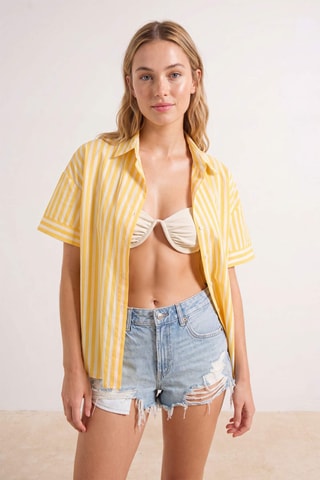 Chemisier oversize de plage - Jaune