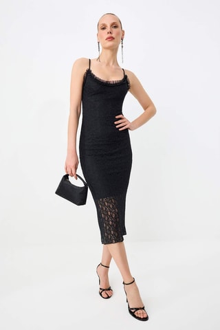 Robe fourreau en dentelle - Noir