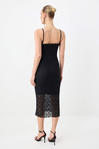 Robe fourreau en dentelle - Noir
