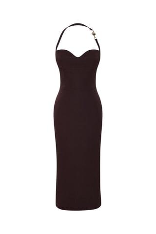 Vestido justo - Castanho - Castanho