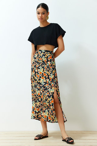 Jupe longue taille haute - Noir et vert