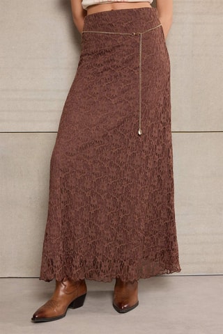 Jupe longue en dentelle - Marron foncé