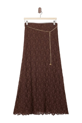 Jupe longue en dentelle - Marron foncé