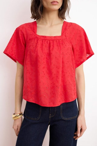 Blouse en broderie anglaise - Rouge