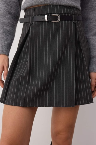 Minijupe taille haute - Blanc et gris