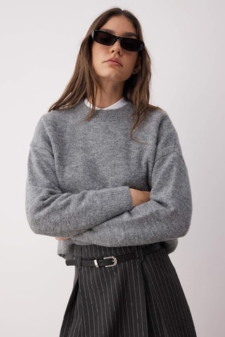 Minijupe taille haute - Blanc et gris