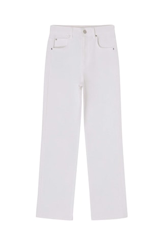 Calças de ganga straight cintura subida - Branco