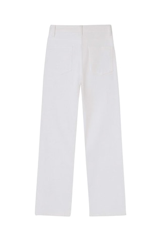 Calças de ganga straight cintura subida - Branco