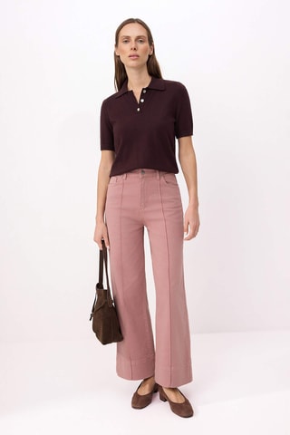 Jean wide legs taille haute - Rose