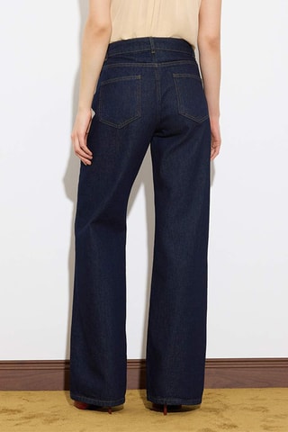 Jean wide legs taille haute - Bleu