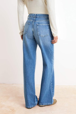Jean wide legs taille haute - Bleu