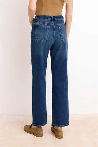 Jean straight taille haute - Bleu
