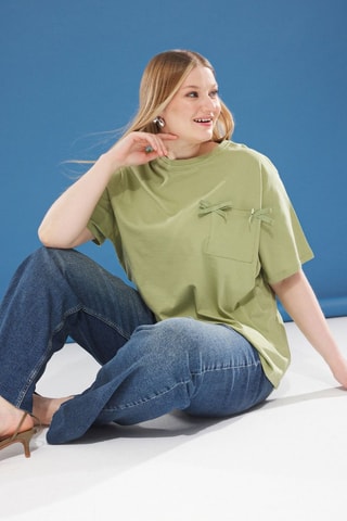 T-shirt oversize - Caqui - Verde