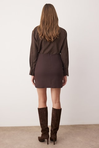Minijupe taille haute - Marron