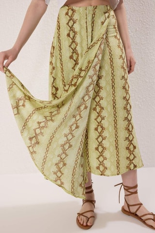Jupe portefeuille taille haute - Vert