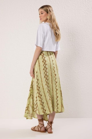 Jupe portefeuille taille haute - Vert