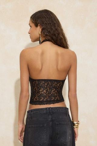 Crop top en dentelle - Noir