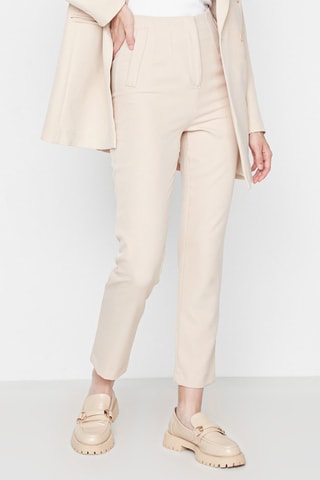 Pantalon slim 7/8 taille haute - Beige