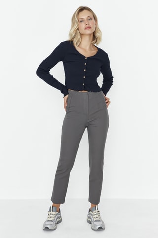 Pantalon slim 7/8 taille haute - Gris