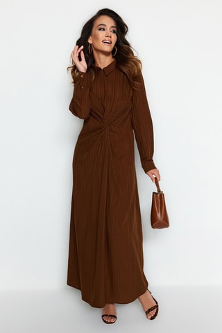 Vestido comprido - Castanho - Castanho