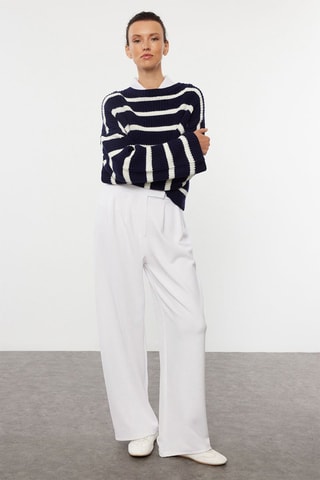 Pantalon wide legs taille haute - Blanc