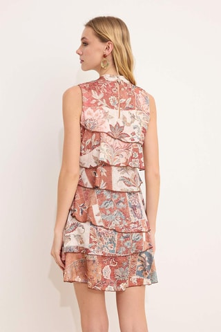 Robe volantée - Blanc et marron
