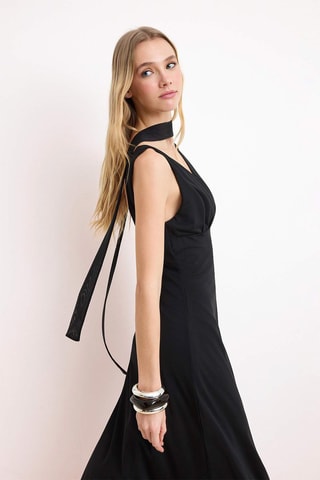 Foulard et robe midi - Noir