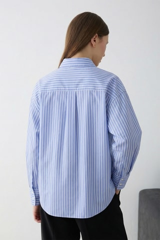 Blouse oversize - Bleu et beige