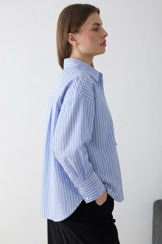 Blouse oversize - Bleu et beige