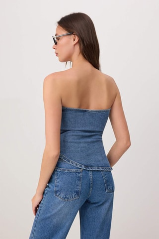 Top bustier en jean - Bleu foncé