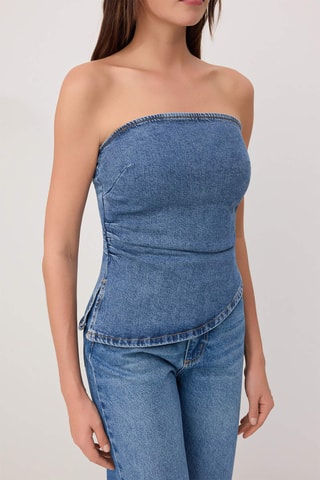 Top bustier en jean - Bleu foncé