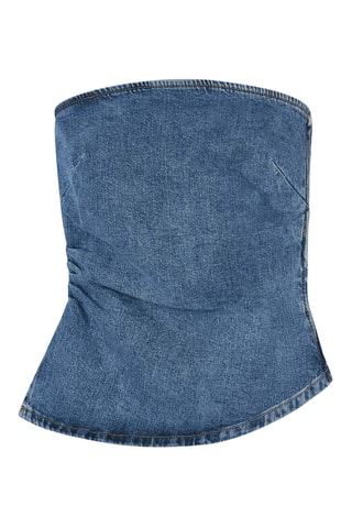 Top bustier en jean - Bleu foncé