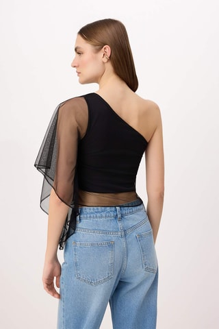 Crop top asymétrique - Noir