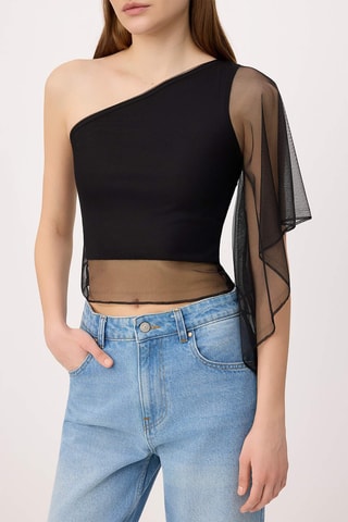 Crop top asymétrique - Noir