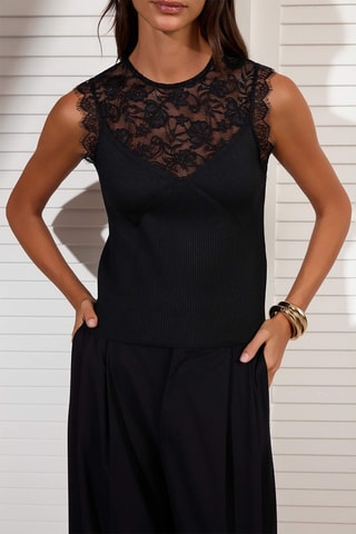 Top bi-matière - Noir