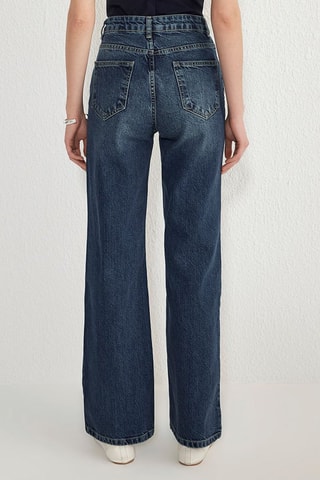 Jean wide legs taille haute - Bleu
