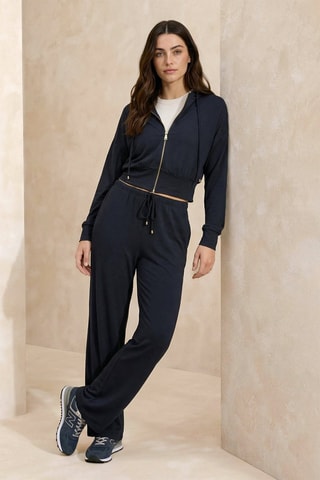 Sweat à capuche et pantalon taille haute - Bleu