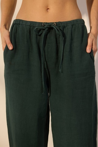 Pantalon wide legs en lin - Vert
