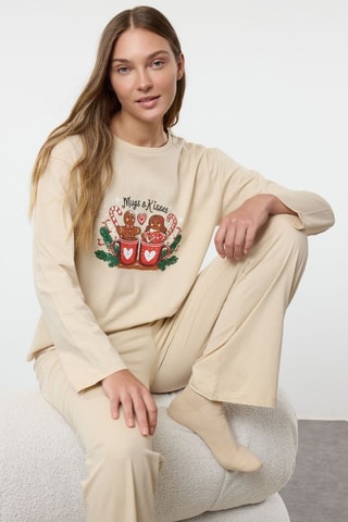 Pyjama - Beige, rouge et vert