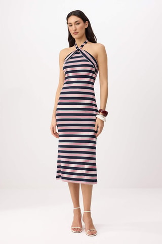Robe midi - Bleu, jaune et rouge
