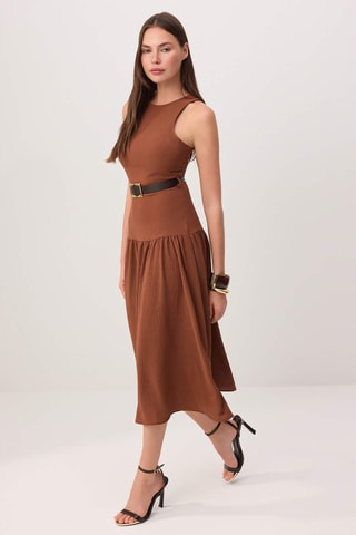 Robe midi - Marron
