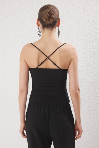 Top drapé - Noir